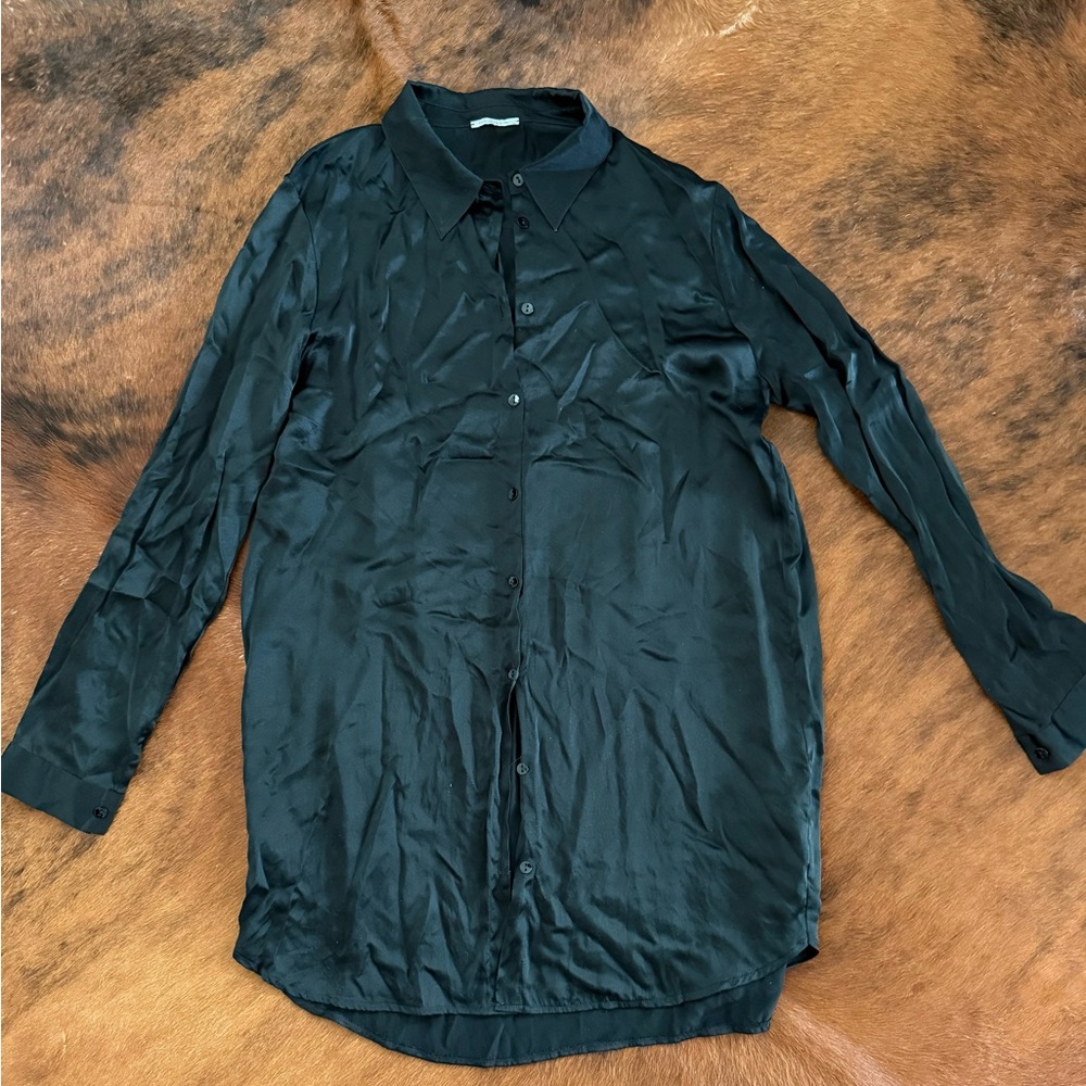 Intimissimi Silk Black Button-Up Shirt
